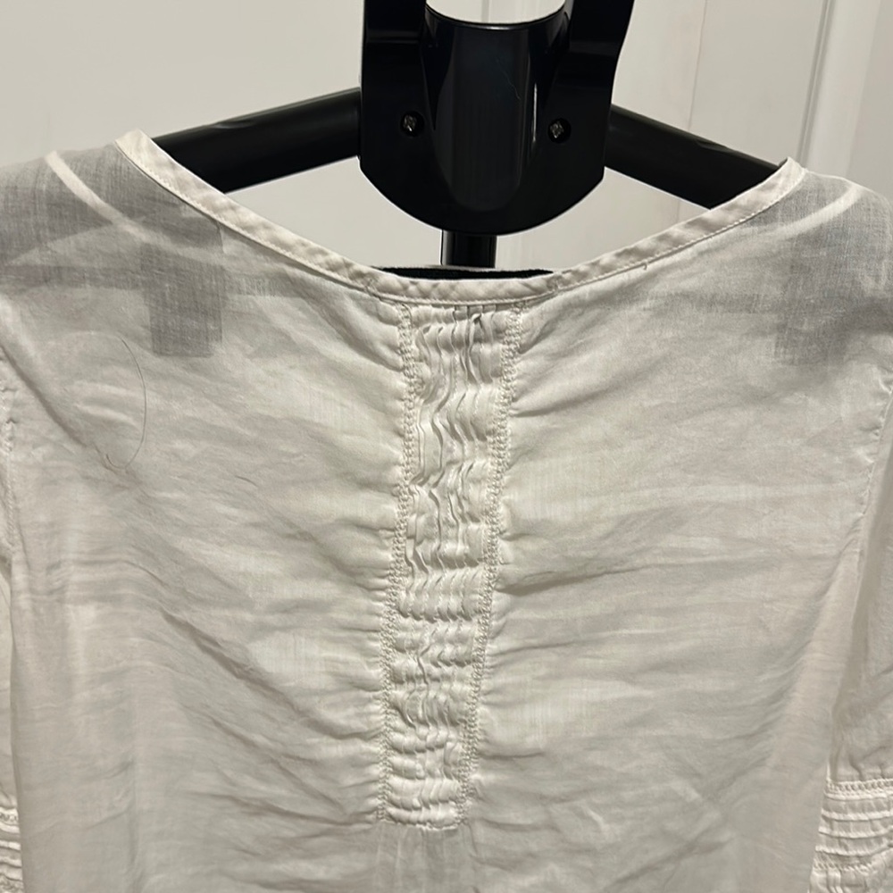 Zara White Pleated Puff Sleeve Dress size Large box 5 - Picture 9 of 11